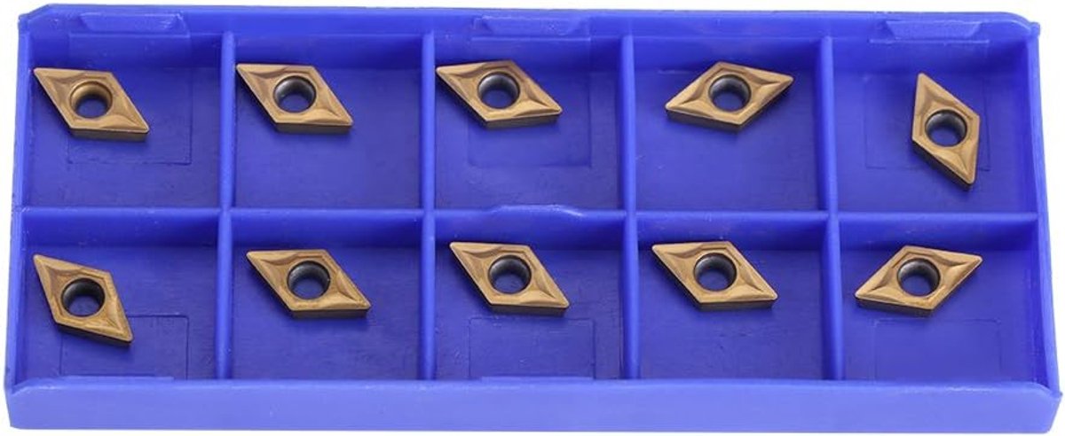 Box With 10Pcs Rotary Inserts Diamond Shape CNC Carbide Cutter DCMT070202 Thread Turning Tools For Steel For Lathes - ShopVlot