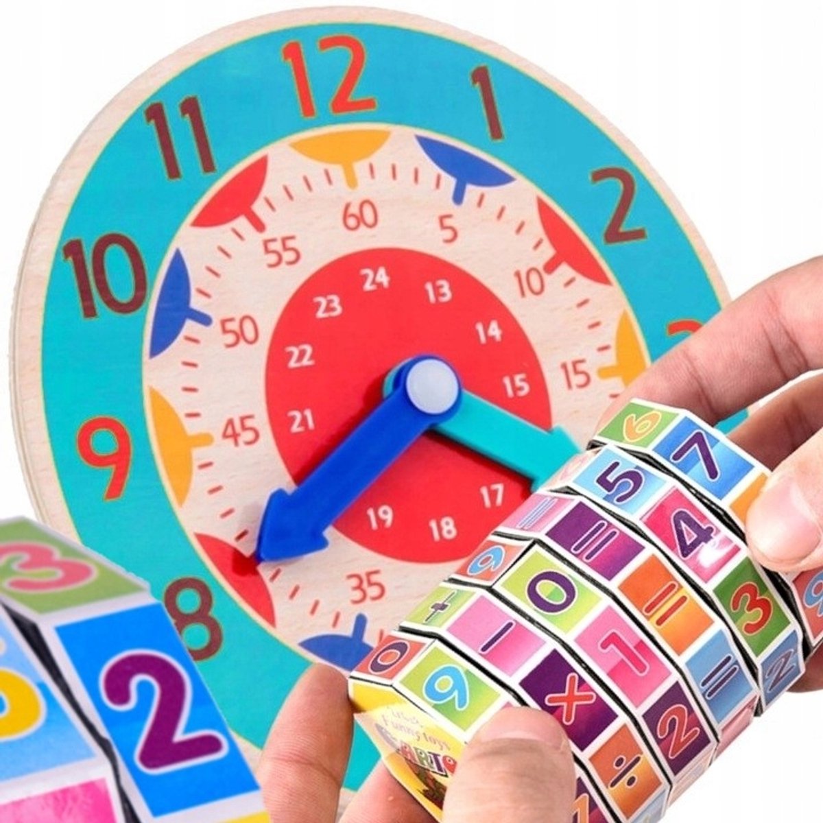 Educatieve Houten Klok & Rekenwiel voor Kinderen