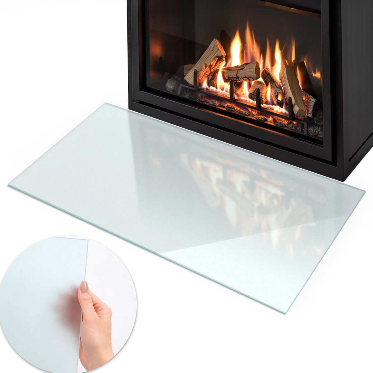 Coloray - Kachel vloerplaat - 100x50cm - Halftransparant Rechthoek - Plaat voor onder kachel - Onderplaat