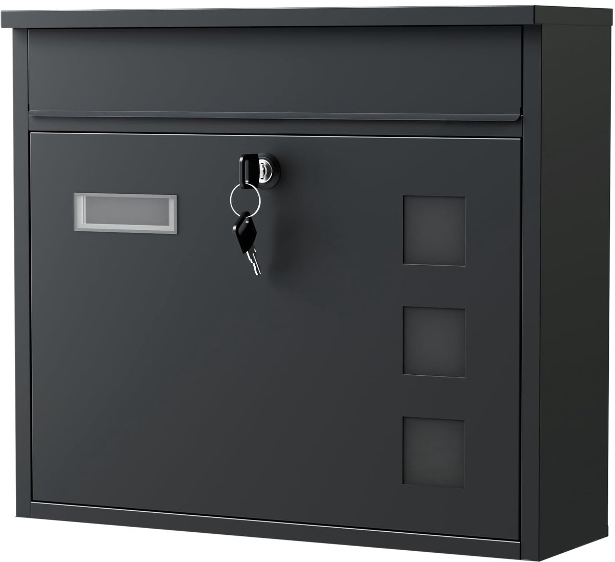 Famanu – Wandbrievenbus in mailbox design, zwart, moderne wandbrievenbus voor post, stijlvol en functioneel