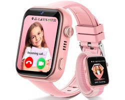 FOSMET 4G Smartwatch Kinderen - KidsWatch - Kinder Smartwatch - GPS Horloge Kind - SOS Knop - Tweeweg-gesprekken - GPS Horloge Kind - Kinderhorloge met Simkaart - Videobellen - Geschikt voor 4-12 Jaar - Meisje - Roze