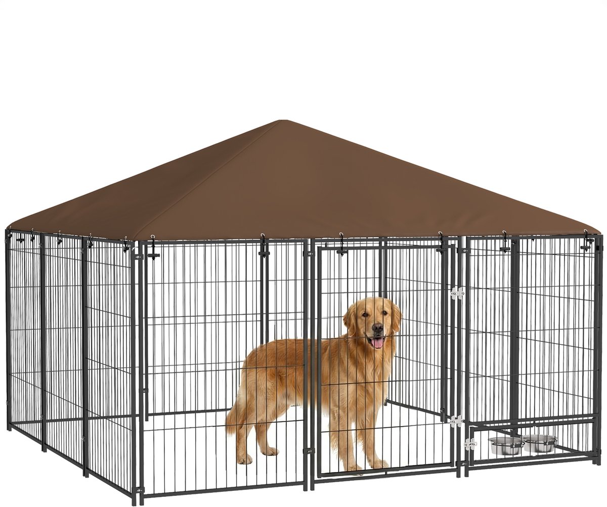 PawHut Hondenkennel - Staal - 211x211x151cm - Café