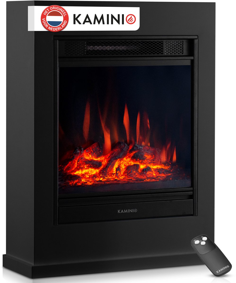 KAMINIO® Kalle elektrische haard met verwarming [elektrische haard wit] - Vrijstaande elektrische haard met verwarmingselement, 3D-vuureffect in 5 standen en afstandsbediening