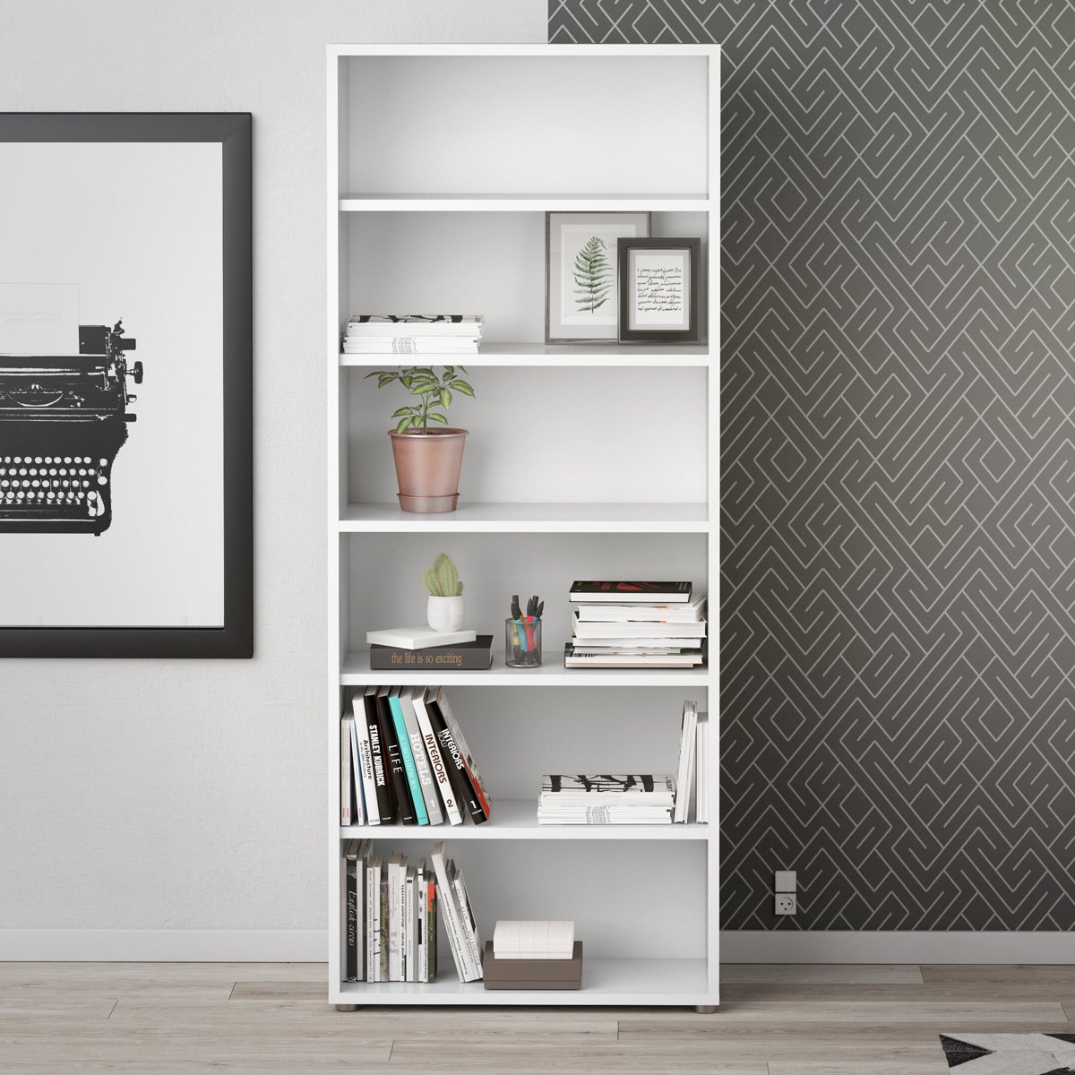 Giga Living Boekenkast Prima - Wit - 90x40x220cm
