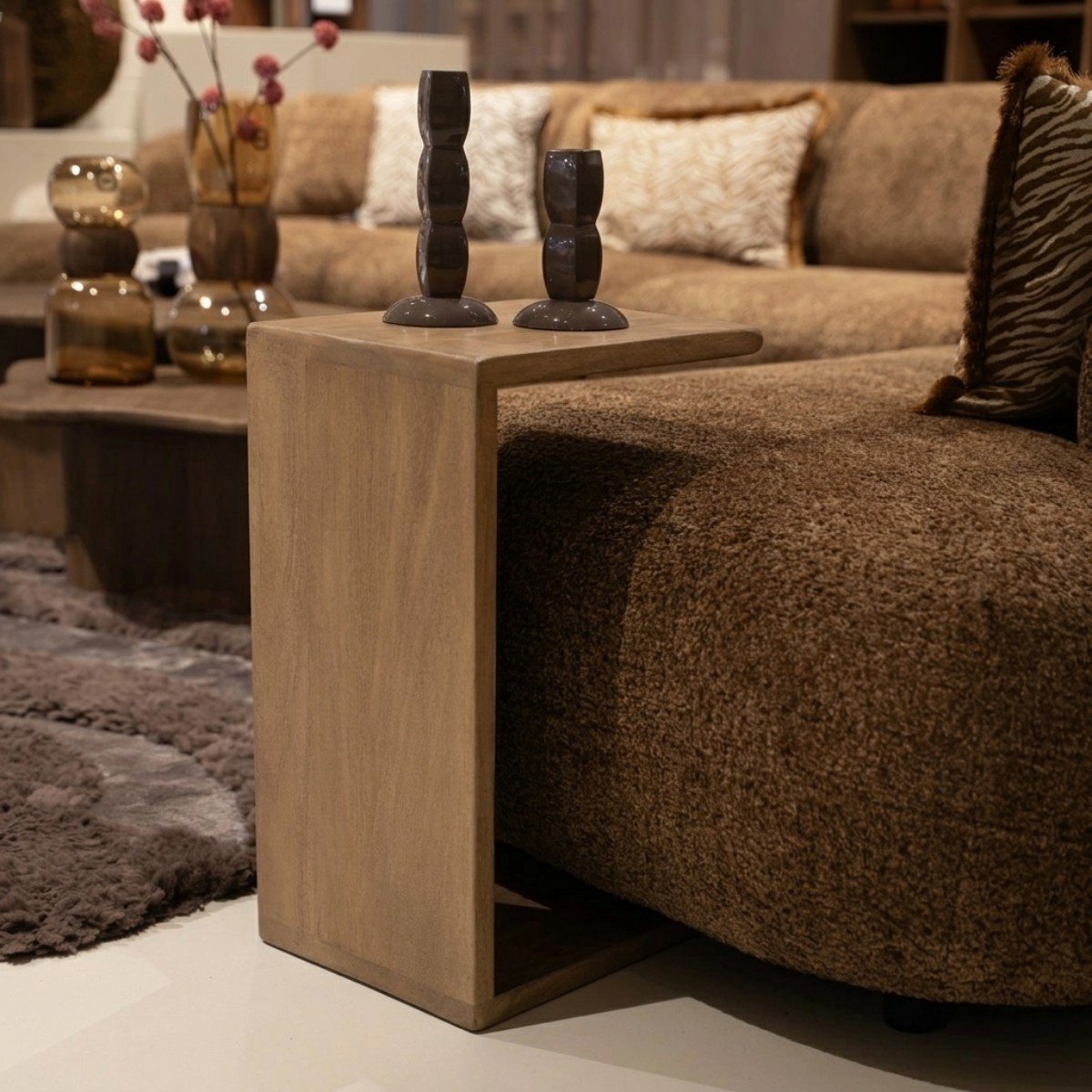 Giga Meubel Bijzettafel Nila - Naturel Hout - 36x28x56cm