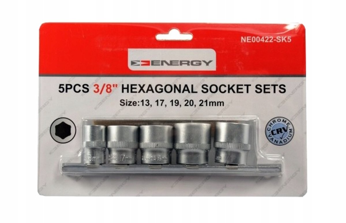 ENERGY Dopslagsleutel Set 3/8'' 6-kant 13-21mm (5-delig)