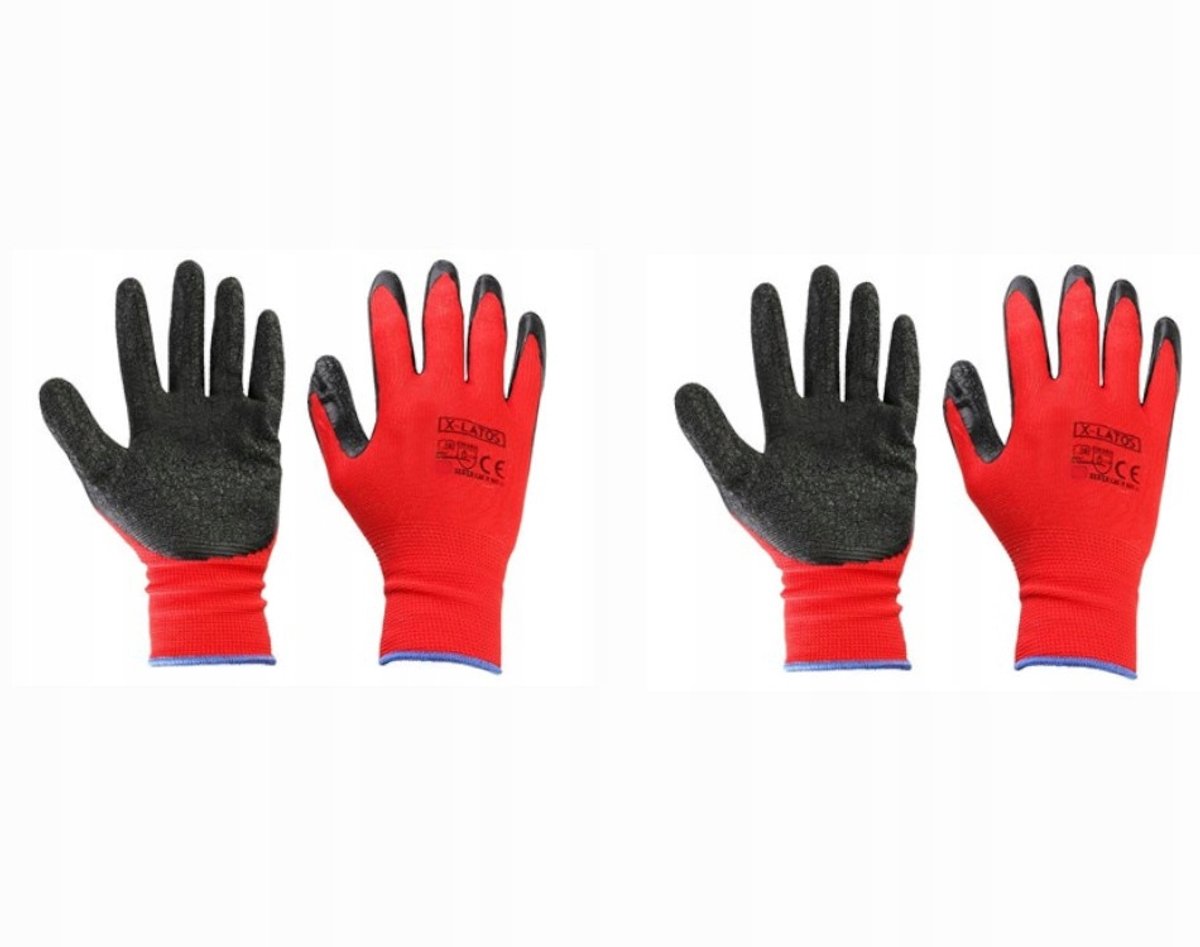 2 paar Werkplaatshandschoenen nylon latex maat 9