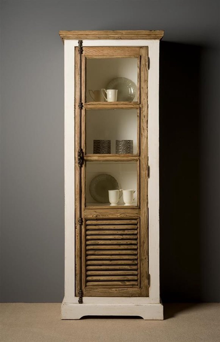 Tower Living Vitrinekast Amanda - Wit Hout - 69x40x190cm