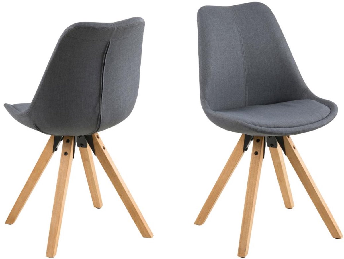 Giga Living Eetkamerstoel Ljusvik - Donkergrijs - Zithoogte 49cm - Set van 2
