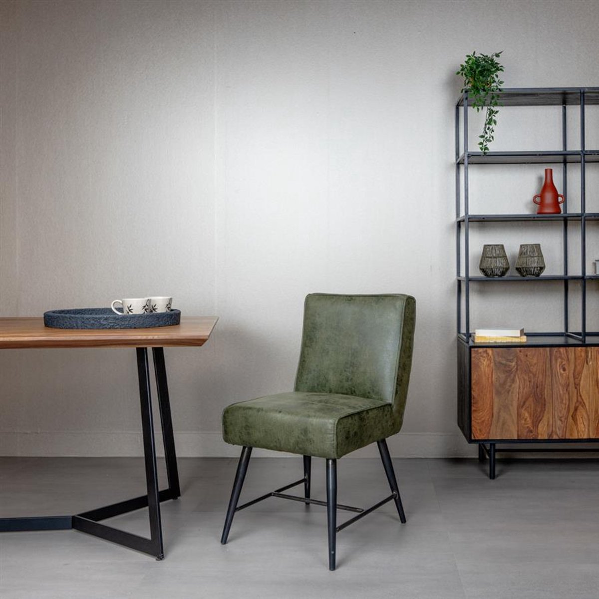Tower Living Eetkamerstoel Belmonte - Groen Stof - 62x62x86cm