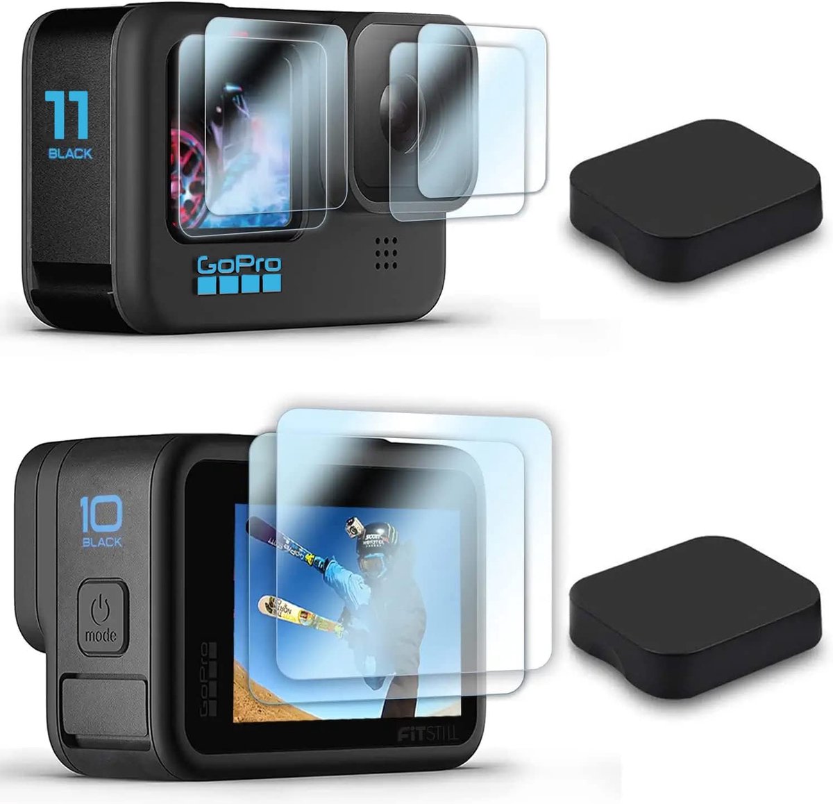 [9 Pack] FitStill Screen Protector for Go Pro Hero 12/11/10/9 Black, Ultra Clear Tempered Glass Back Screen Protector - ShopVlot