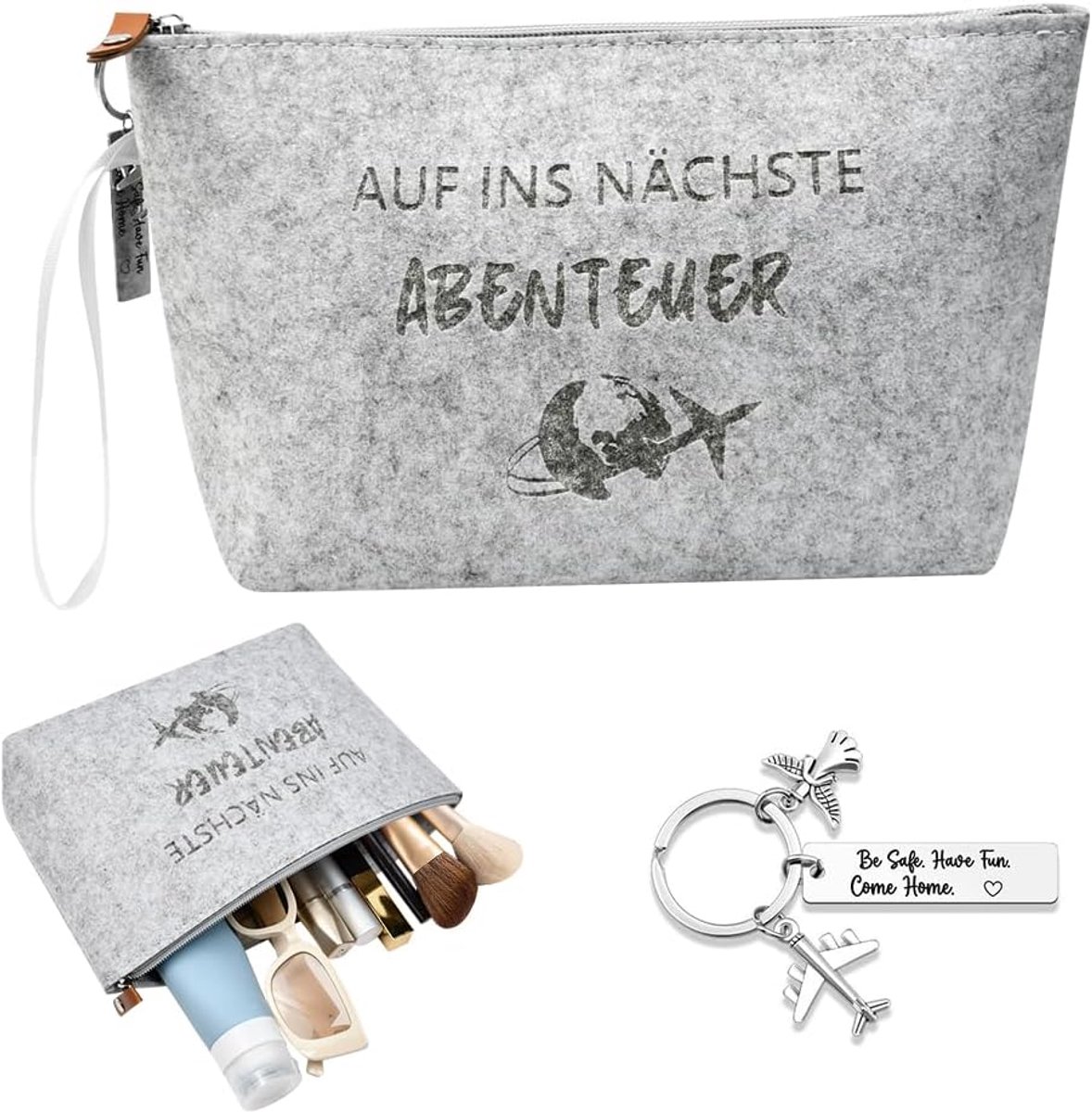 Make-uptas voor op reis 26x16x6 cm - vilten toilettas - met ritssluiting - ideaal voor je make-up - ShopVlot