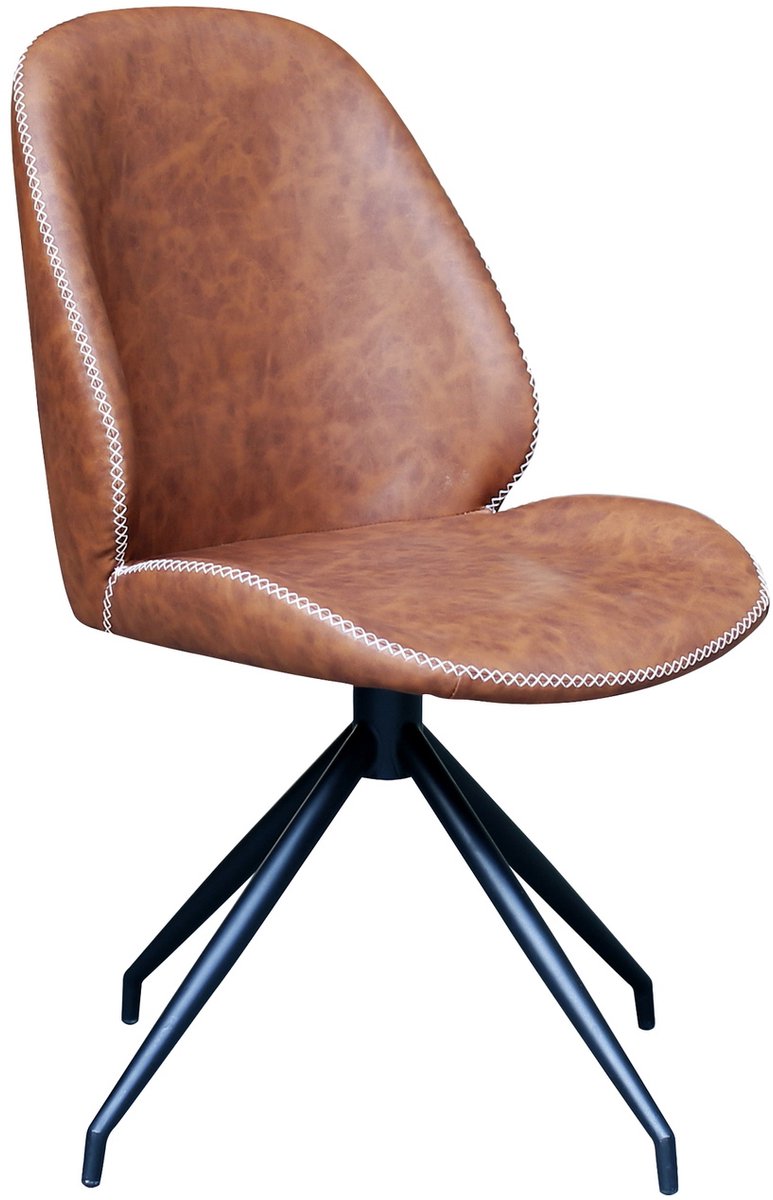 House Nordic Eetkamerstoel - PU Leer - Bruin - Zithoogte 46cm - Stoel Monte Carlo - Set van 2