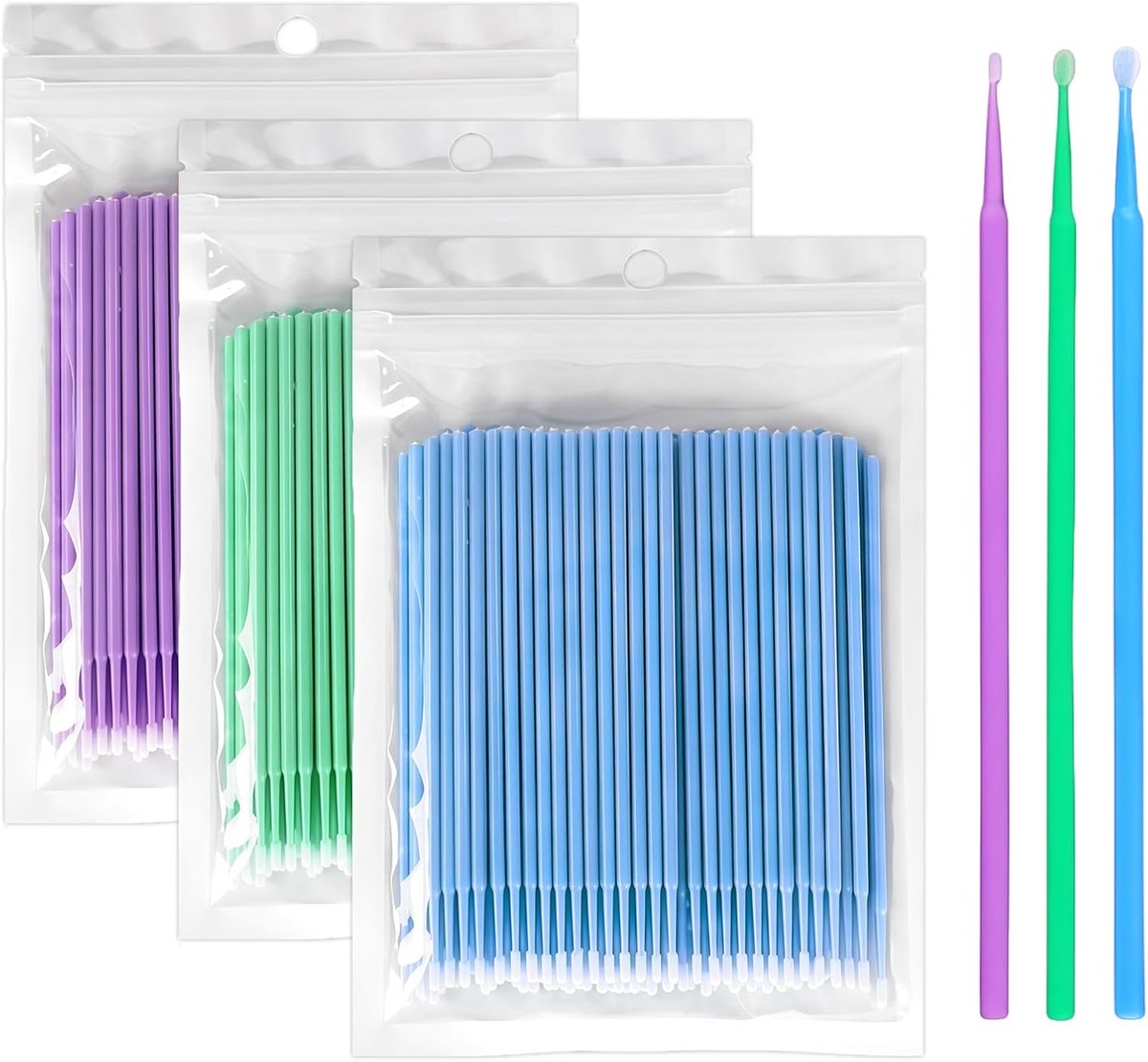 Micro applicator kwasten set 300 stuks - 3 maten - zacht, pluisvrij - perfect voor auto- en hobbyretouches - ShopVlot