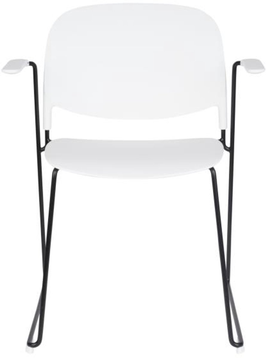 Eetkamerstoel Stapelbaar - Wit kunststof - Zithoogte 43cm - Stacks - Giga Meubel - Set van 4