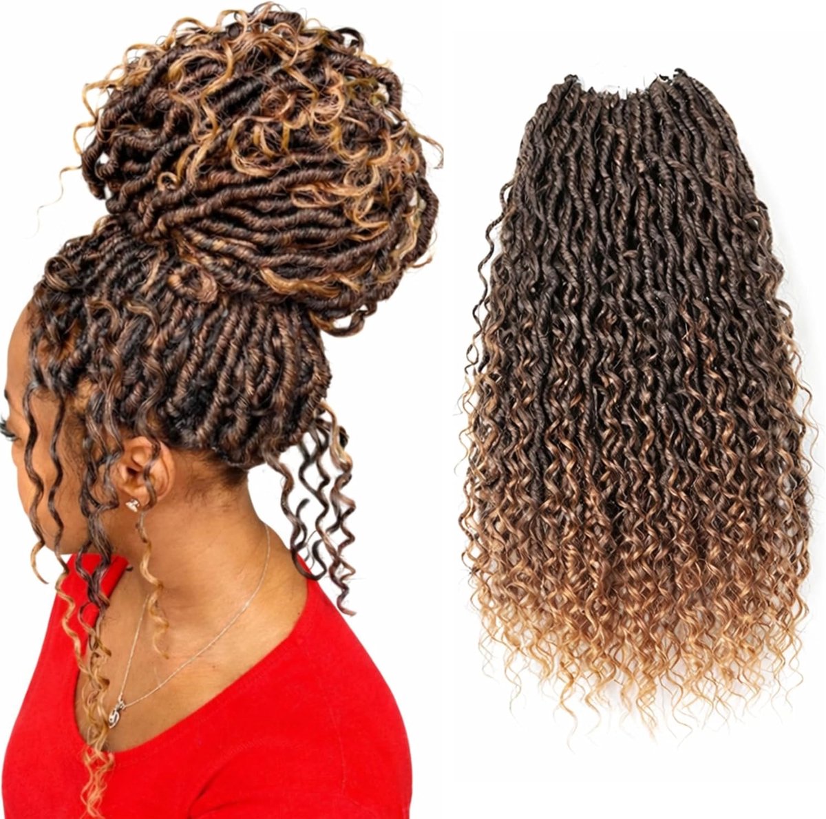 Faux Locs Curly Boho Crochet Braid Hair 400Gr 120 LOCS/CAVEL 5PCS WAVY EXTENSIONS FOR HOOK BRAIDS/PER PIECE 80Gr 24 - ShopVlot
