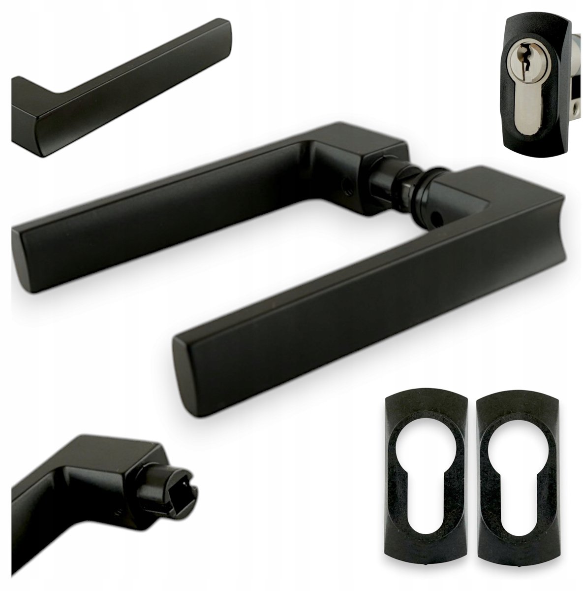 Zwarte Aluminium Deurklink Set met Rozetten voor Poort en Deur