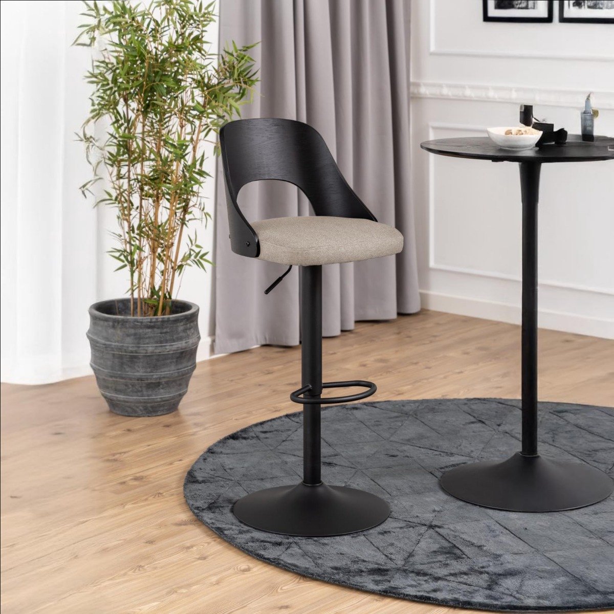 Giga Living Barkruk Lucas - Zand - Stof & Staal - Set van 2