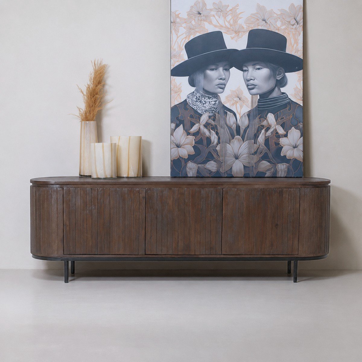 Giga Meubel Tv-meubel Tora - Mangohout/Metaal - Donkerbruin - 170x45x57cm