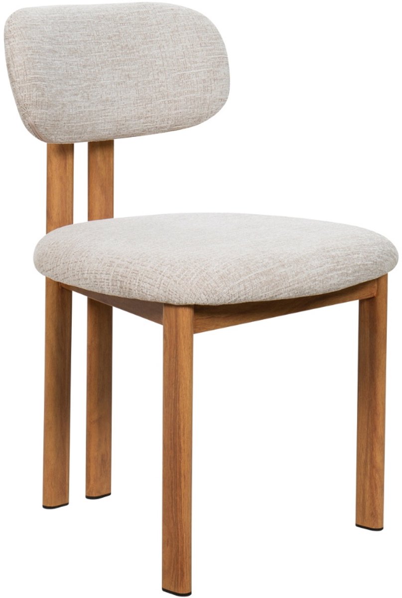 Giga Meubel Eetkamerstoel Noor - Stof/Staal - Beige/Naturel - Set van 2