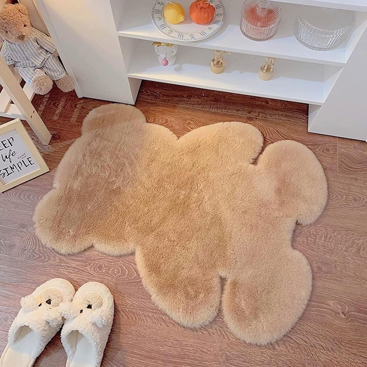 Berenvormig tapijt 75x105cm - Fluffy vloerkleed - Hoogwaardige polyester - Warm en comfortabel - ShopVlot