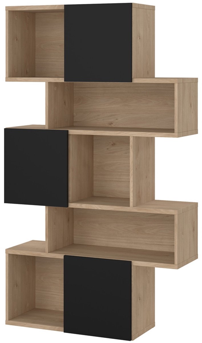 Giga Living Boekenkast Maze - Zwart/Naturel - 96x34x166cm