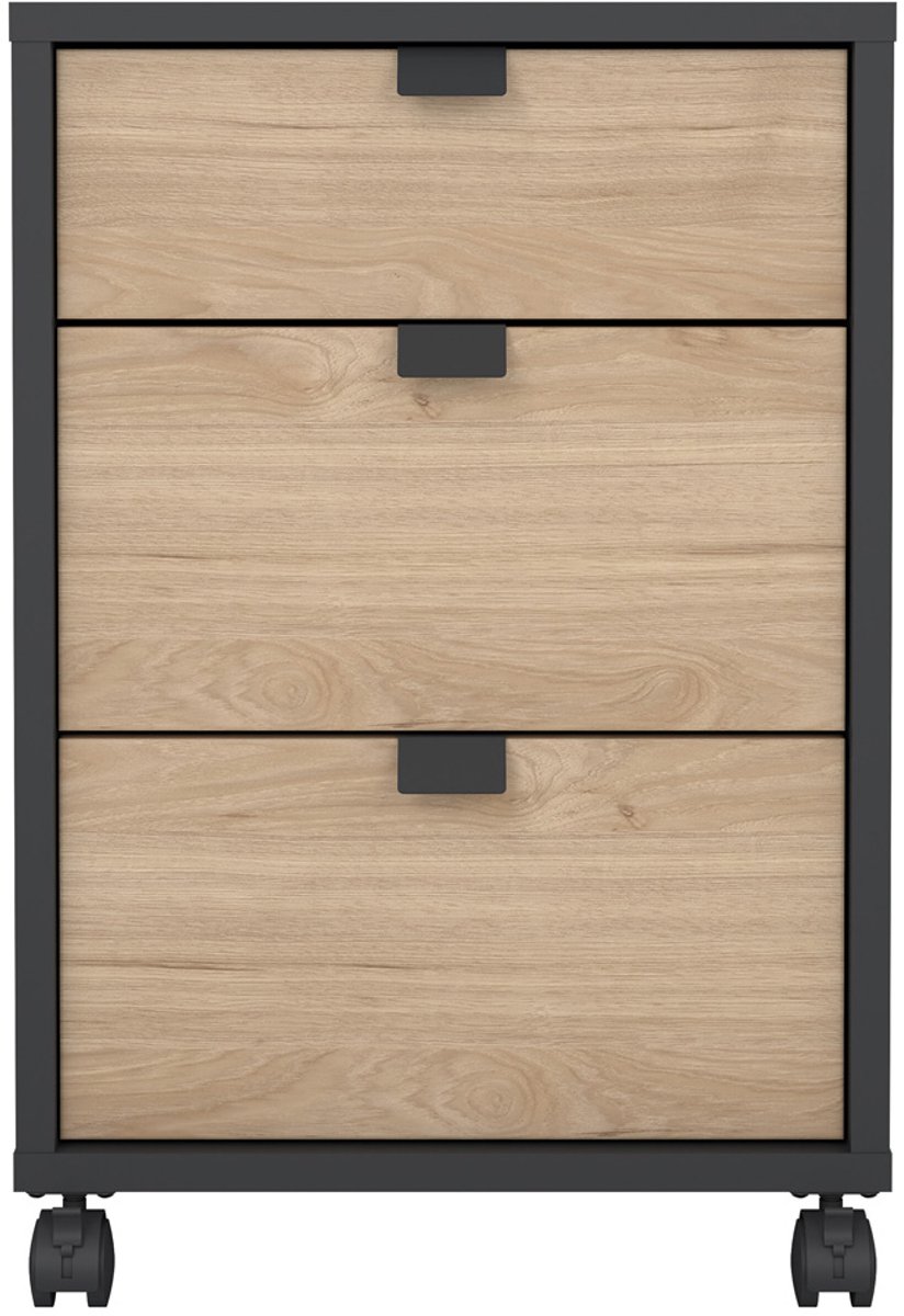 Giga Living Nachtkastje Sign - Grijs/Naturel - 41x48x61cm