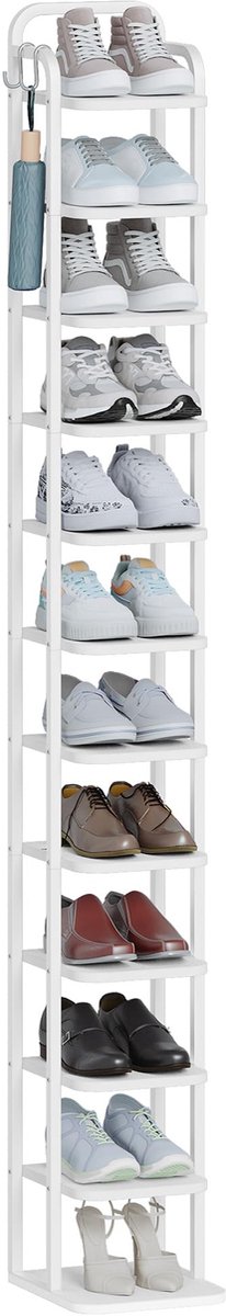 Famanu – Verticaal schoenenrek met 12 niveaus, ruimtebesparend en ideaal voor het organiseren van schoenen in de hal of slaapkamer