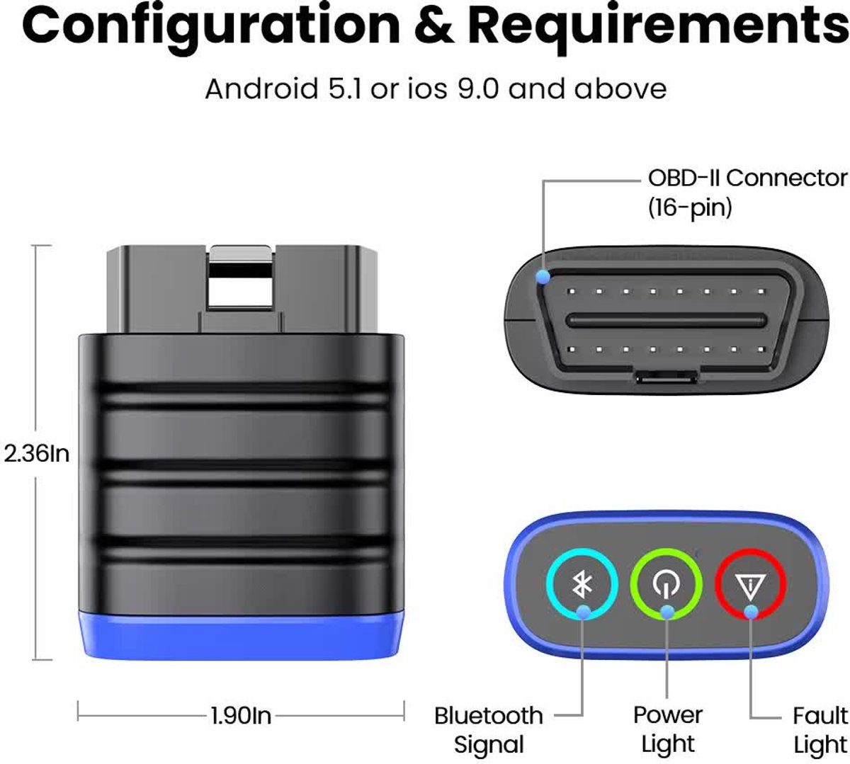 MUCAR BT200 LITE – Bluetooth OBD2 Scanner | Volledige Systeemdiagnose Levenslang Gratis | 30 Automerken thumbnail 7