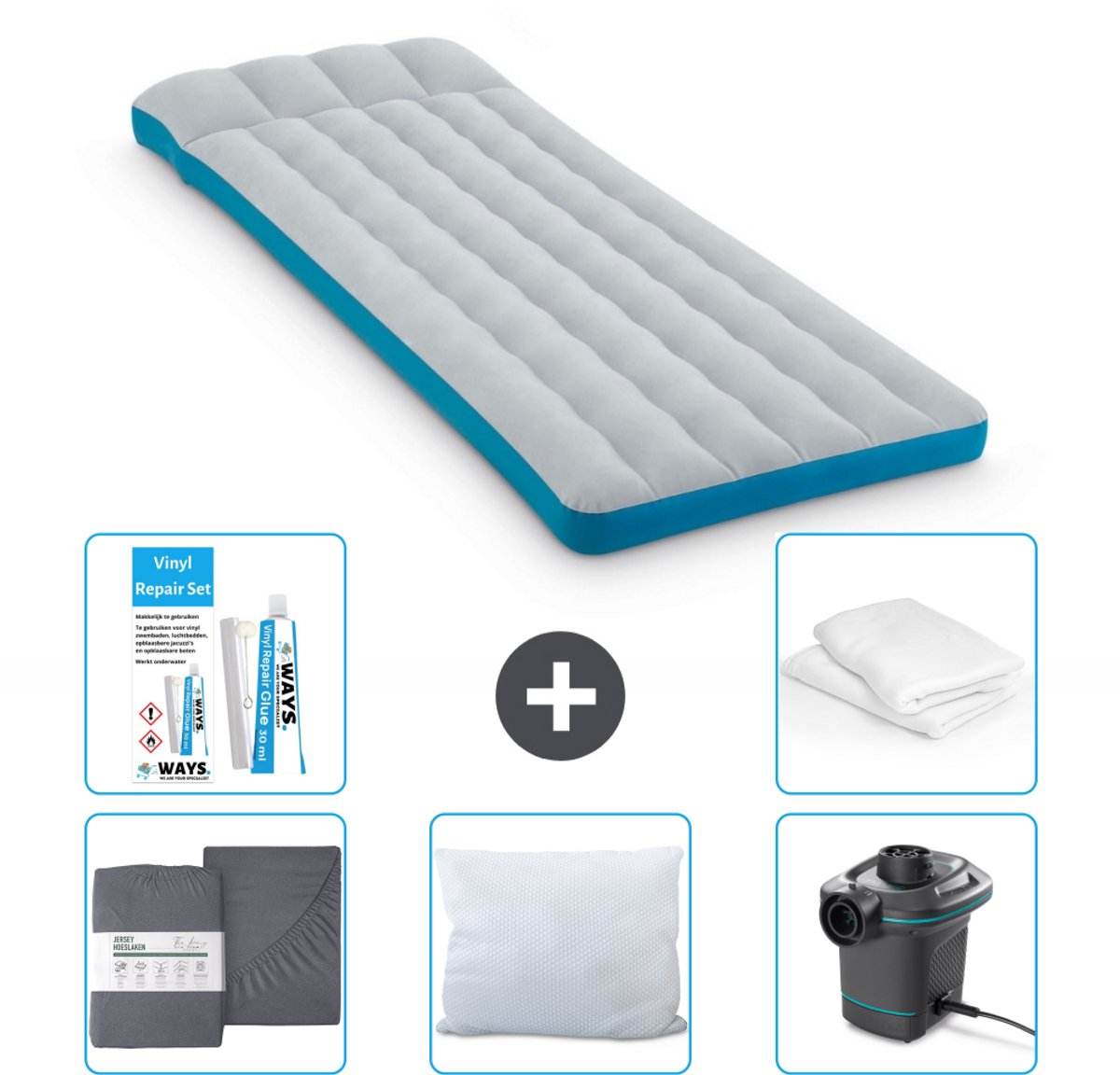 Intex Campingmat - Twijfelaar - 72 x 189 x 20 cm - Blauw - Inclusief Accessoires CB10