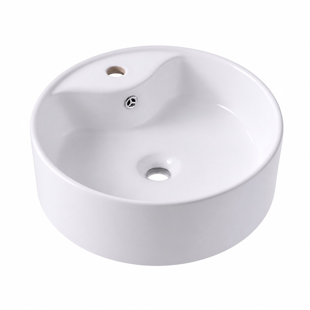 Waskom opbouw - 14,5 x 41 cm - met kraangat en overloop - wit