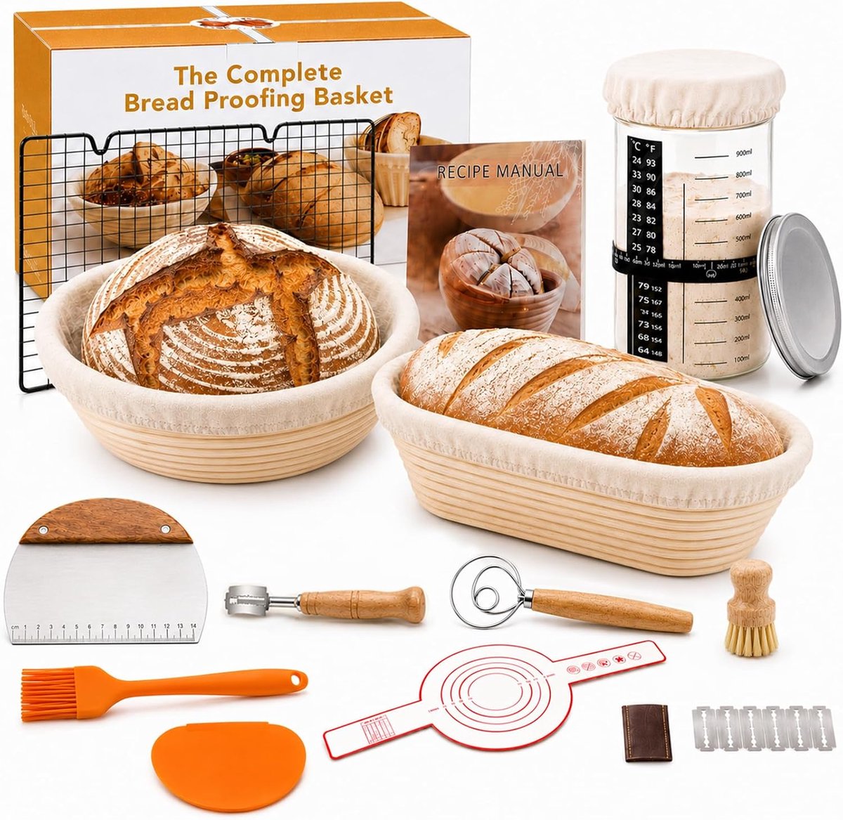 Zuurdeeg starterset - complete set brood bakaccessoires - gistmand en deegtools - ideaal voor thuisbakken - ShopVlot