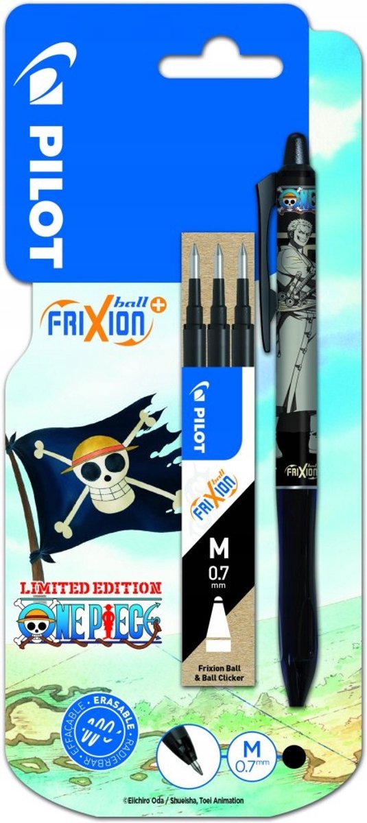 Pilot FriXion Ball+ One Piece Zwart Gummen Pen + 3 Vullingen