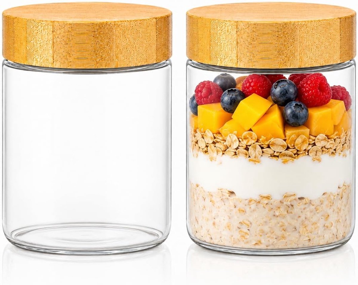 2pcs 500ml Multi-Purpose Canning Jars with Screw Lids, Meal Prep Jars for Overnight Oatmeal, Airtight Jars for - ShopVlot