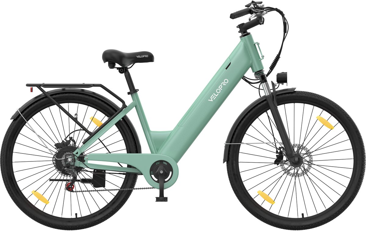 Velopro C1 Elektrische Fiets - 250W - 36V 13Ah - Tot 120 km - Shimano 7V - 27,5 inch - Mechanische Schijfremmen - LCD - Groen