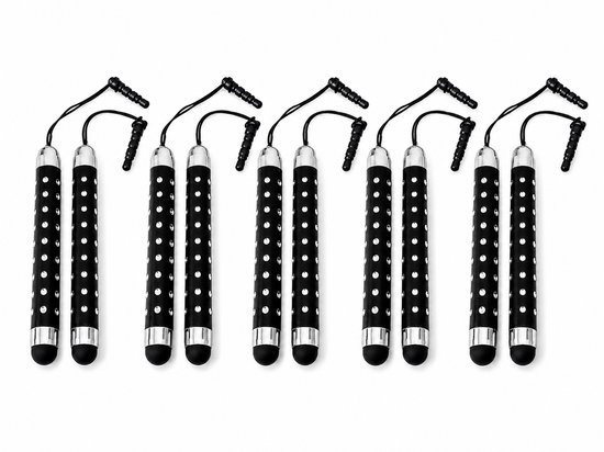 10 Stuks Uitschuifbare Touch Pen / Touchstift / Universeel / Compacte Stylus Pen / Touchscreen Pen / Tablet & Telefoon Touch Stift - Zwart — afbeelding 2