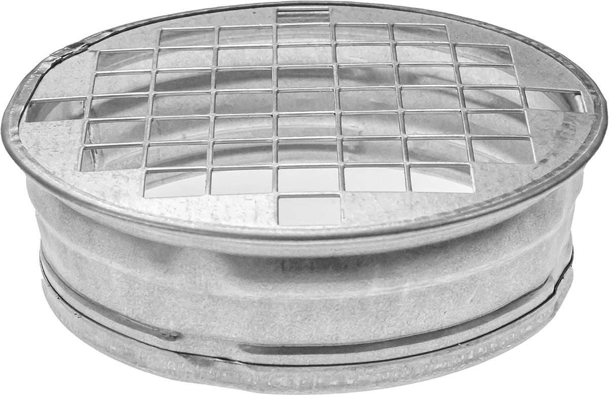 Ventilatie duct eindkap 4" inch - ronde roestvrijstalen deksel - aluminium gaas ter bescherming - ShopVlot