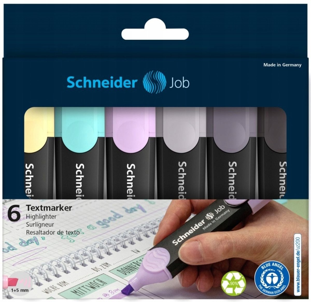 Schneider Job Pastel Grey Set - 6 stuks, 1-5 mm lijndikte