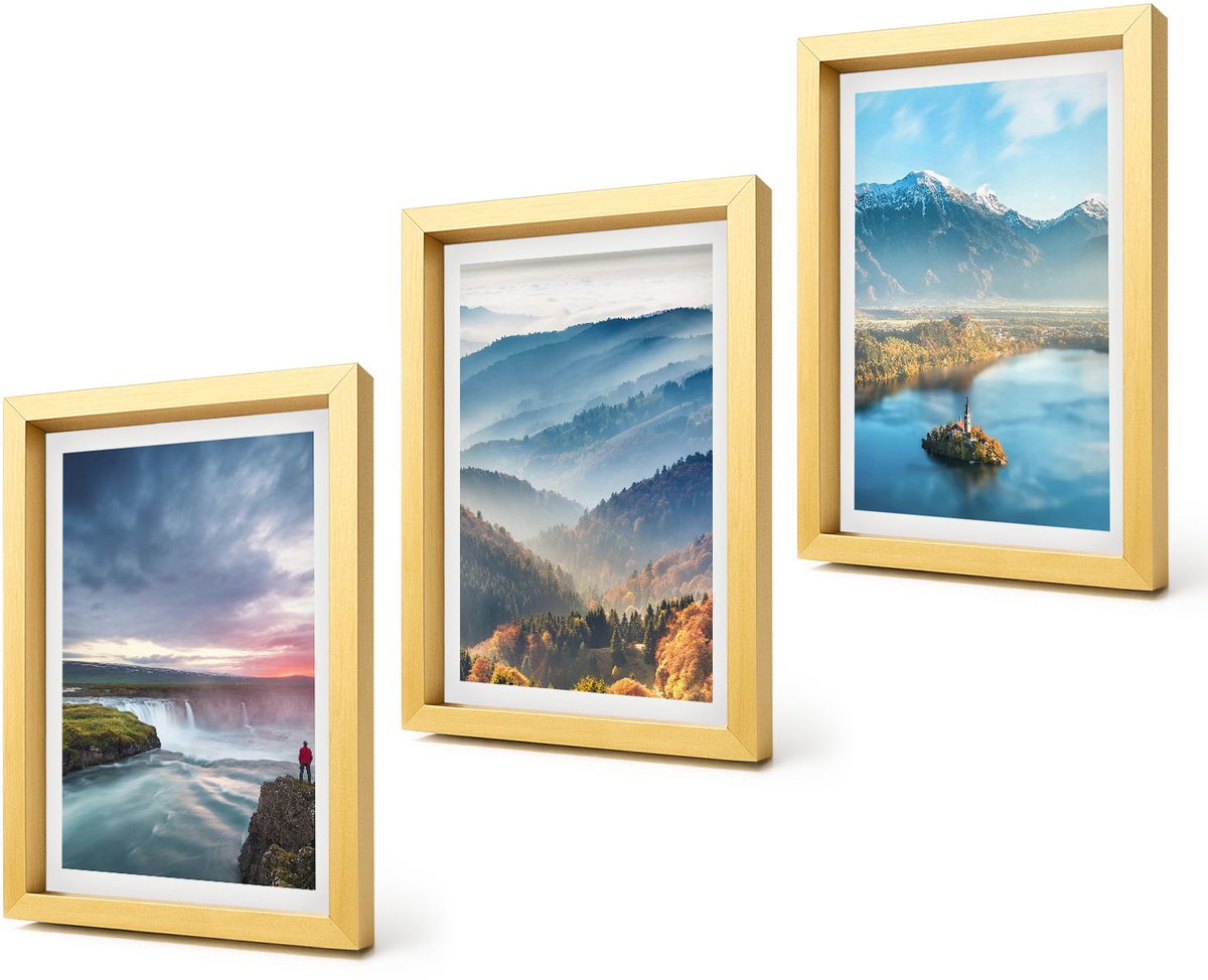 Coloray 4-Delige Schilderij Set - Schilderachtige berglandschappen en watervallen in de natuur. - 20 x 30 cm - Muurdecoratie - Interieur Decoratie - Wanddecoratie