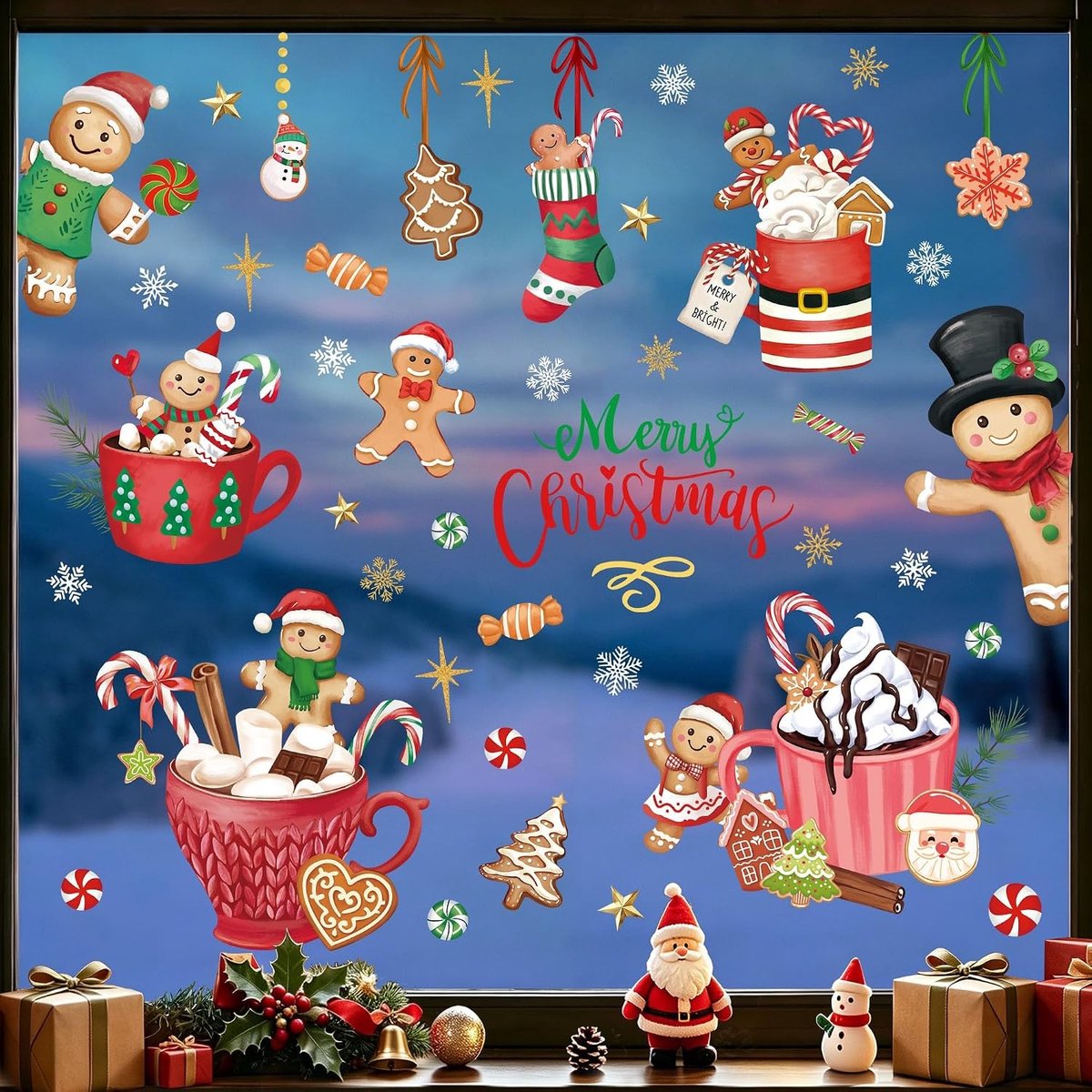 Kerst Raamstickers - Kerstmis - - Lijmvrije Decoratieve Klampen voor Ramen