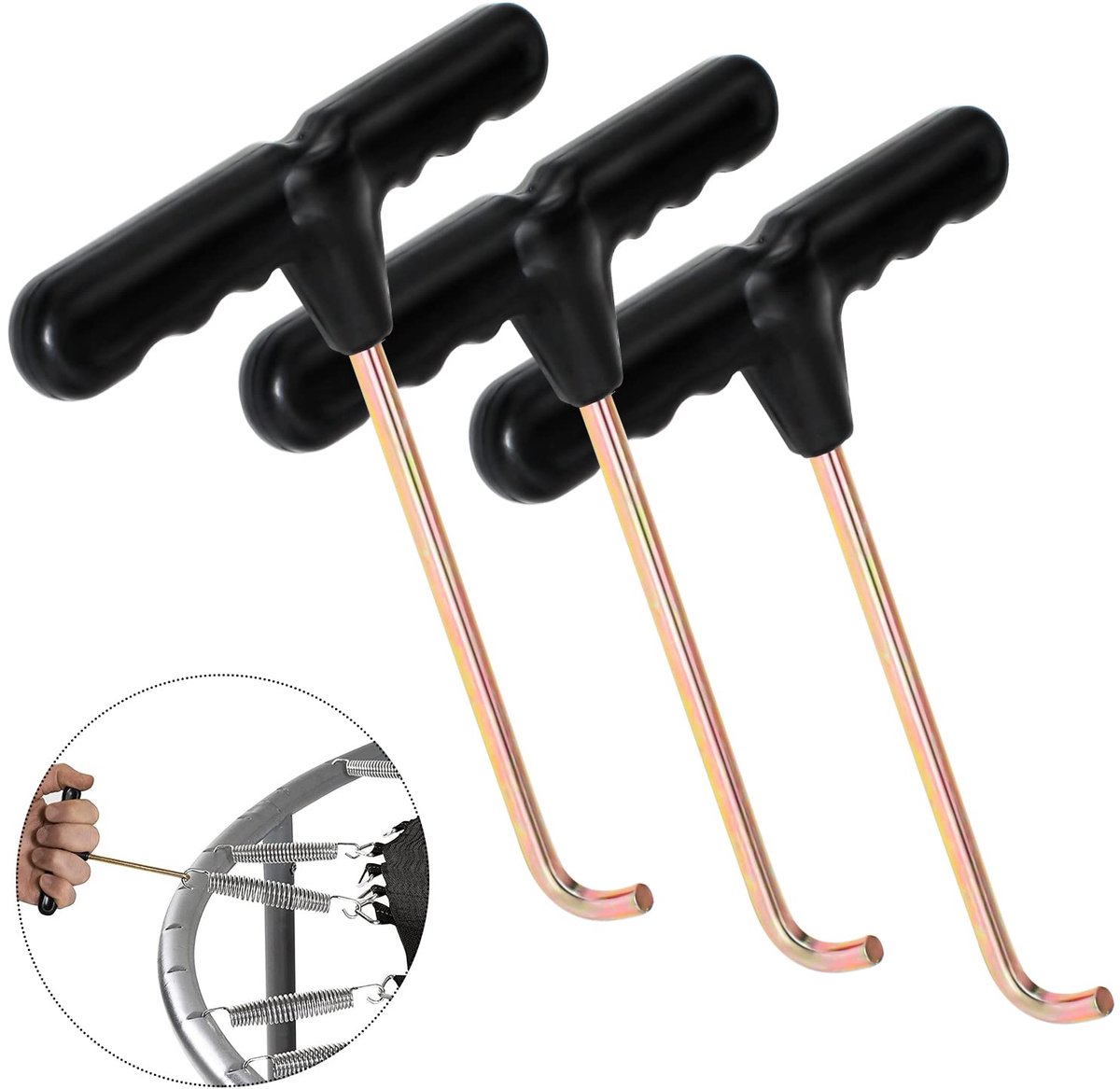 Set van 3 Trampolin Federspanners met T-Haak