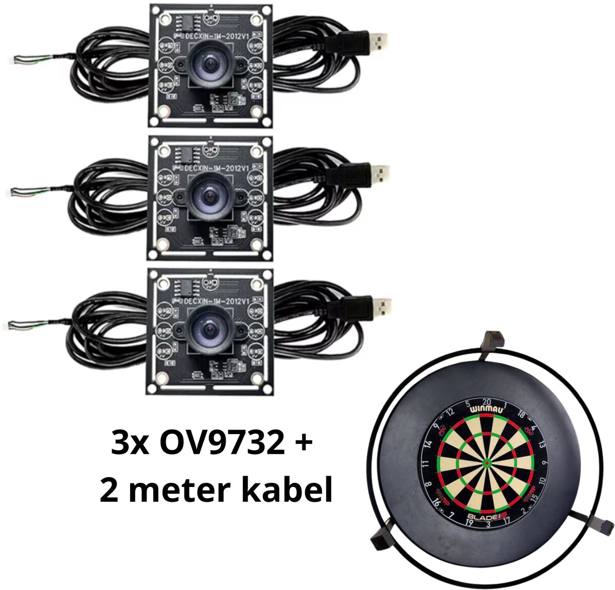 Camera Module OV9732 - 3 Stuks Met 2 Meter Kabel - 1280 x 720 HD - Perfect Voor Autodarts Camera Systeem