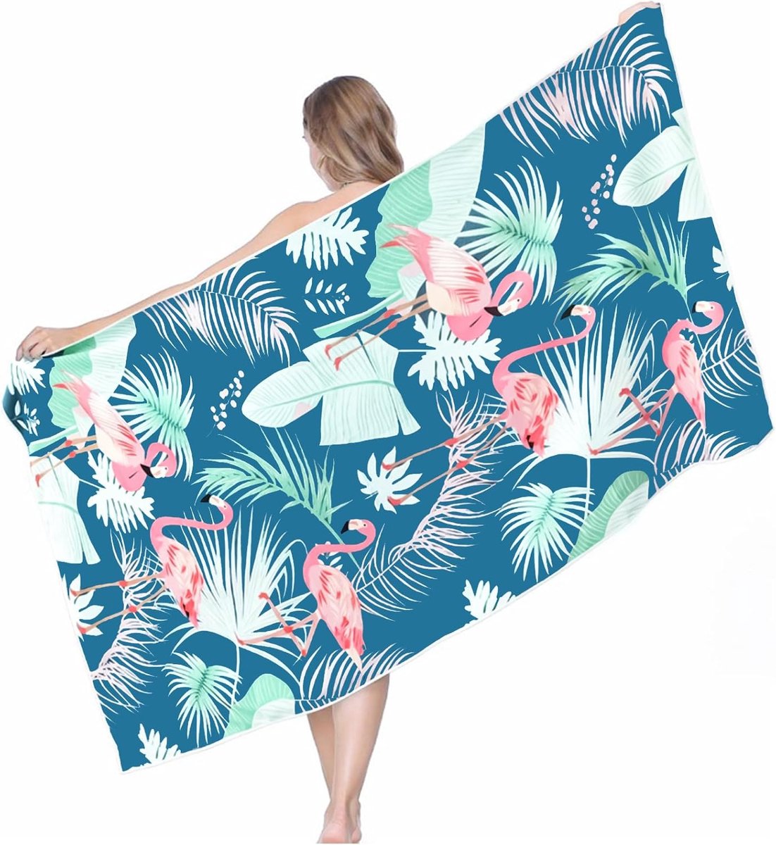 Thick Beach Towels 150x75cm, Microfiber Large Towel Super Absorbent, Flamingo Beach Towels Sand Free, Quick Drying - ShopVlot