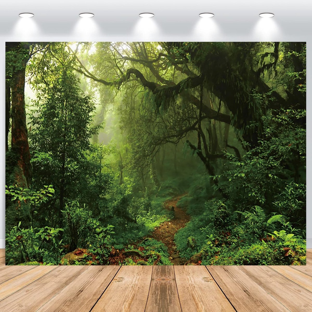 Forest photo background, green jungle tropical rainforest nature landscape vinyl photography background baby shower - ShopVlot