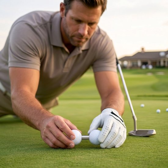 Witte balans putt oefenbal voor heren en dames – dubbele golf trainingsbal voor putting – golf putt oefenbal voor balans en slagcontrole – golf trainings materiaal — afbeelding 5