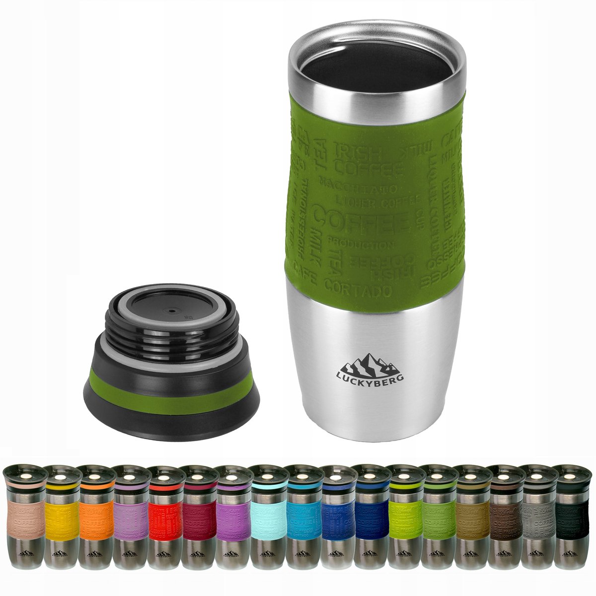 Luckyberg Thermosbeker 400 ml - Groen, RVS, 6u Warm