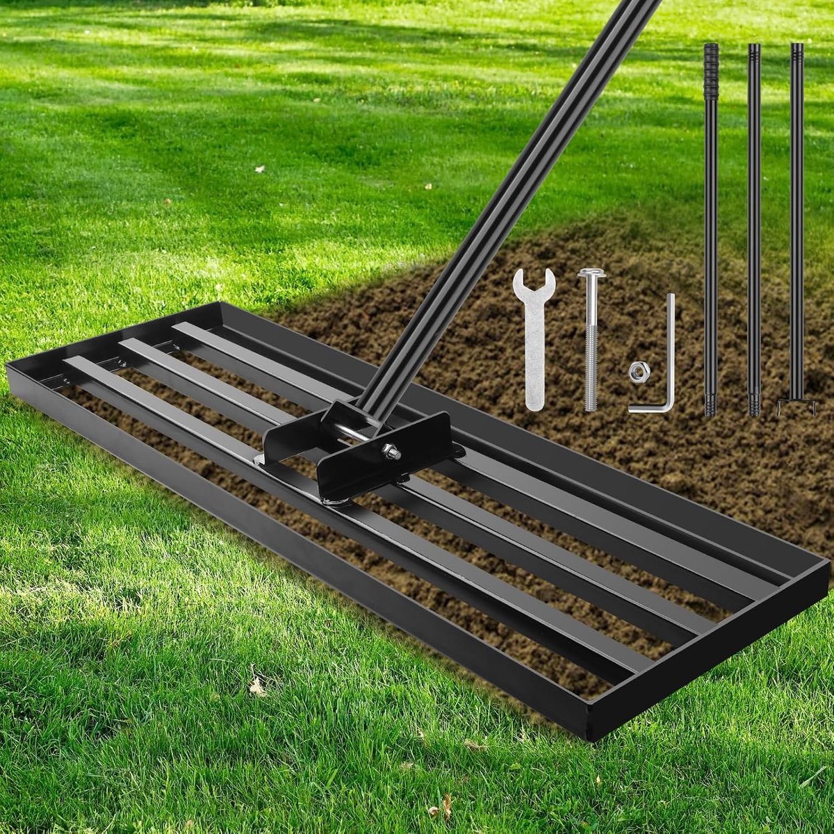 Lawn Rake 41 x 25 cm Lawn Rake for Durable Use with Adjustable Non-Slip Handle 213 cm Lawn Rake for Garden, Golf Field - ShopVlot