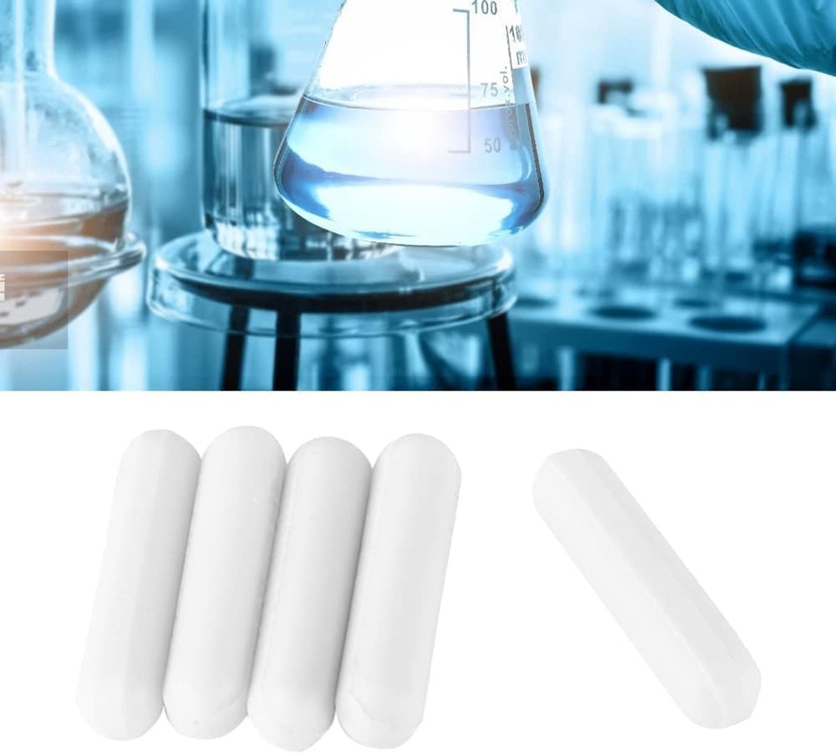 TOPINCN 5Pcs Magnetic Stirrer Mixer Stirer Bar Type-C White Color PTFE Stirer Bar Laboratory Stirrer Flea Lab for - ShopVlot