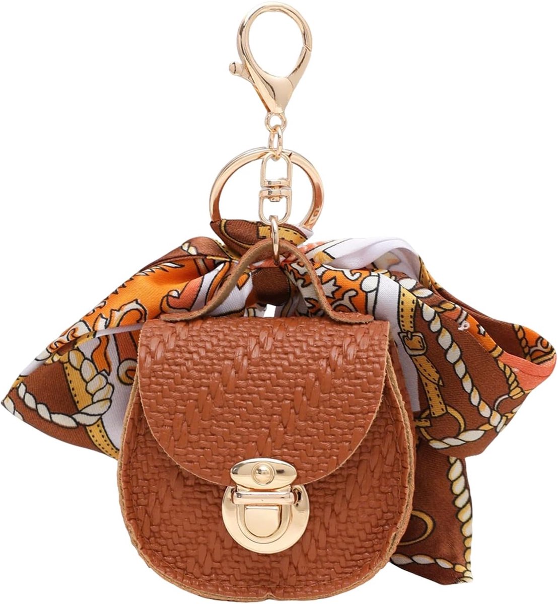Mini-sleutelhanger van leer voor dames, met portemonnee en zijden lint, ronde portemonnee als elegant accessoire voor - ShopVlot