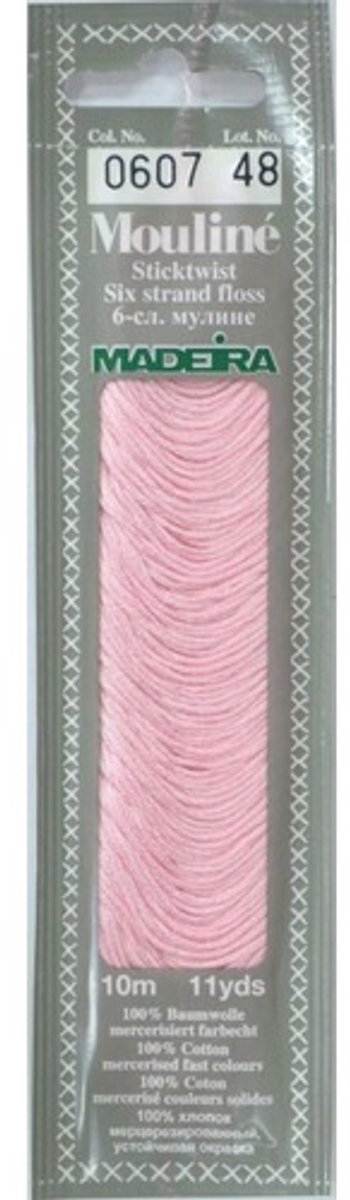 Borduurgaren Madeira Mouline 10 meter 6 draads splijtgaren - roze (607)